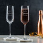 Personalised Engraved Bride And Groom Champagne Flutes Pair, thumbnail 3 of 6