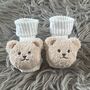 Grey Ribbed Teddy Bear Baby Socks, thumbnail 3 of 8