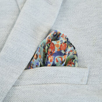 Flower Field Silk Bow Tie, Pocket Square, Cufflinks Set, 5 of 6
