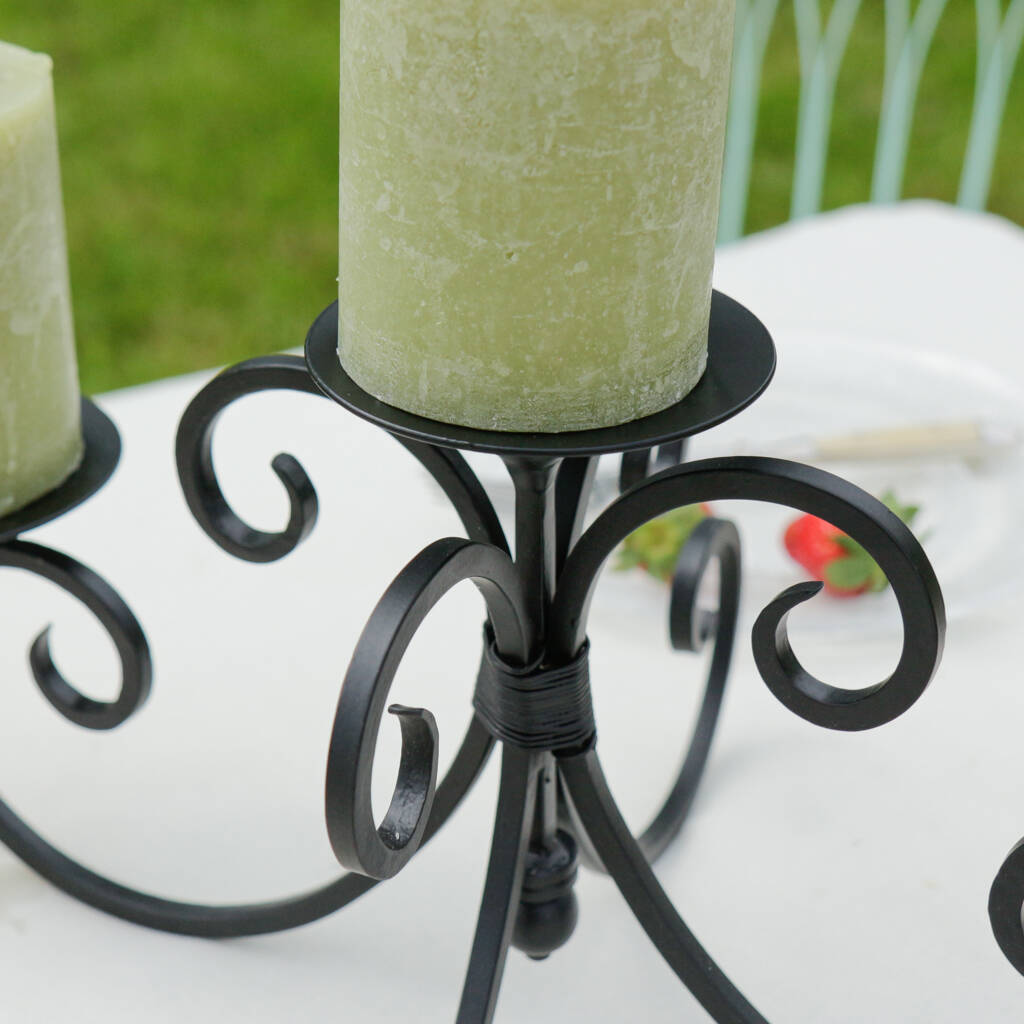 Handmade Iron Three Pillar Candle Holder By Dibor