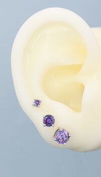 Amethyst Purple Cz Stud Earrings, 5 of 11