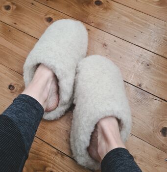 Pure Merino Wool Cocoon Slippers Mules, 6 of 8