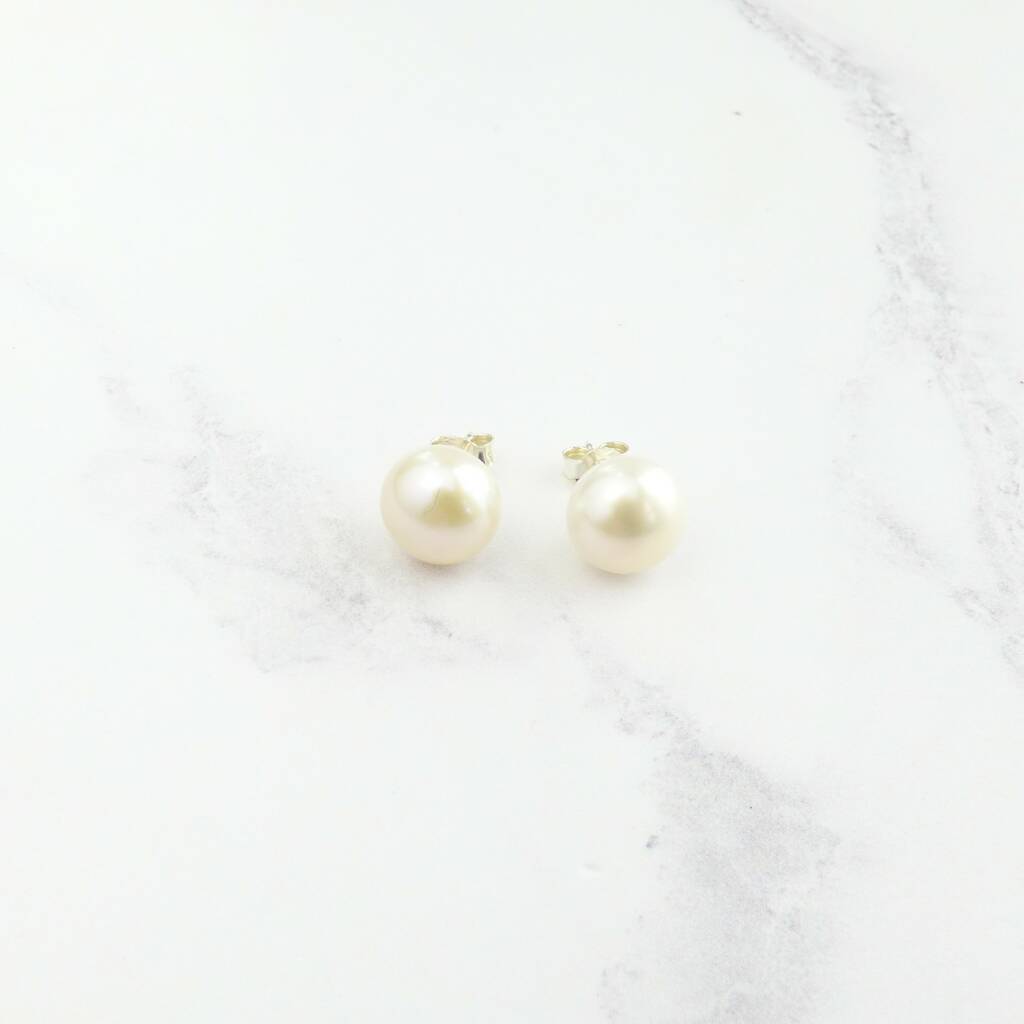 extra large pearl stud earrings by kirsty taylor goldsmiths