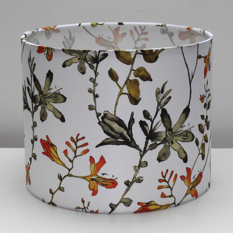 Inky Floral Botanical Print Lampshade By Terrarium Designs