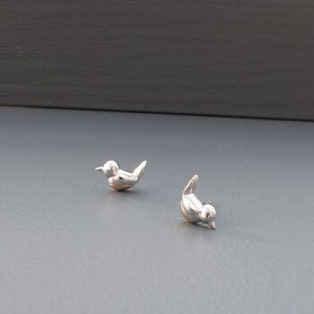 Silver And 18ct Gold Plated Robin Stud Earrings, 2 of 3