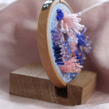 3D Beaded And Embroidered Coral Inspired Hoop Art, 9 of 10