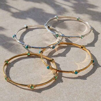 Holi Jewel Emerald Bangle Silver Or Gold Plated, 6 of 10