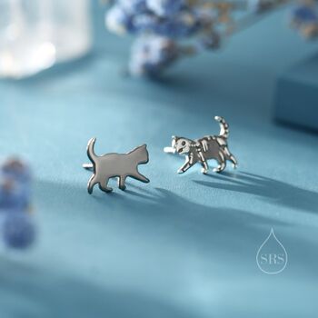 Schrodinger's Cat Asymmetric Stud Earrings In Sterling Silver, 2 of 12