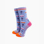 Campervans Palm Trees Bamboo Socks In Blue, thumbnail 1 of 4