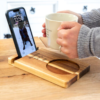 Personalised Reserved For Drink Sofa Coaster Phone Stand, 3 of 5