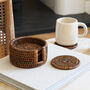 Marbury Brown Round Rattan Coasters Set Of Six, thumbnail 1 of 5