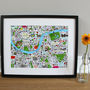 South West London Illustrated Map Print, thumbnail 2 of 4