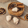 Set Of Three Beige Acorn Shaped Autumn Candles, thumbnail 3 of 10