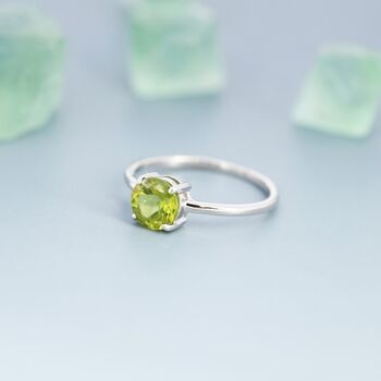 Genuine 1 Ct Peridot Ring In Sterling Silver, 2 of 11