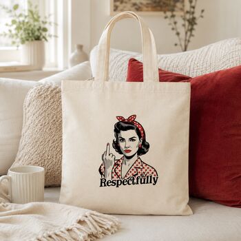 Respectfully Middle Finger Tote Bag, 2 of 7