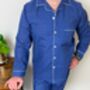 Mens Cotton Pyjamas In Blue And White Spot Print, thumbnail 2 of 11