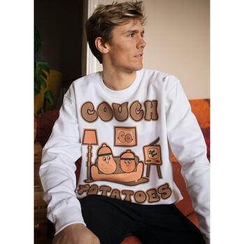 Couch Potatoes Men's Slogan Sweatshirt, 3 of 4