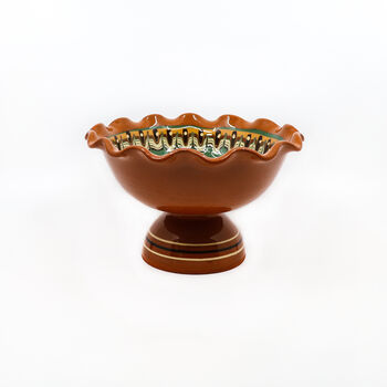 Ceramic Fruit Bowl With Stand In Forest Green Colour, 3 of 3