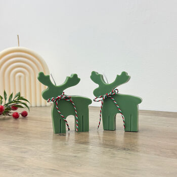 Green Reindeer Christmas Candles And Christmas Decor, 10 of 10