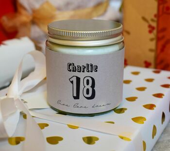 Personalised 18th Birthday Charm Soy Sustainable Candle, 2 of 4
