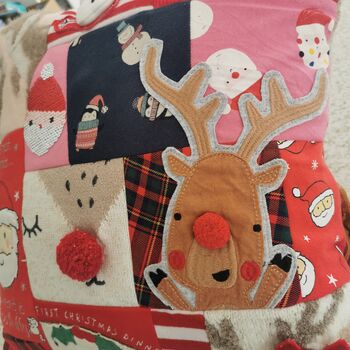 My 1st Christmas Memory Pillow Keepsake, Double Sided Cushion, Made From Baby Clothes, Personalised Decorative Keepsake Gift, 8 of 12