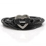 Personalised Black Leather Wrap Heart Urn Bracelet With Custom Engraving, thumbnail 1 of 8