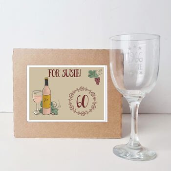 Personalised 60th Birthday Engraved Wine Glass Gift, 3 of 7