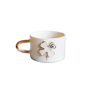 Lucky Clover Ceramic Mug With Evil Eye, 2 of 3