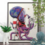 Space Octopus On The Toilet Poster, thumbnail 1 of 6
