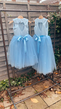 Girls Blue Ankle Length Tutu Flower Girl Dress, 5 of 7