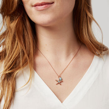 Starfish Turquoise And Natural Gemstone Necklace 18ct Rose Gold Plated Eco 925 Silver, 3 of 4