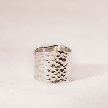 Wide Hammered Silver Statement Ring, 3 of 4