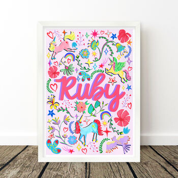 Lilac Unicorn Name Print Set, 8 of 12