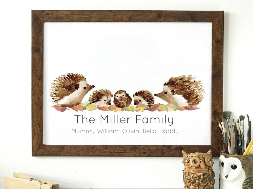 Personalised Hedgehog Family Portrait Print, 1 of 11