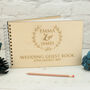 Personalised Wooden Engraved Wreath Wedding Guest Book, thumbnail 2 of 6