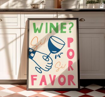 Wine Por Favor Wall Art Print Kitchen Disco, 8 of 11