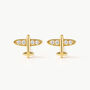 Gold Or Silver Women's Tiny Airplane Stud Earrings, thumbnail 3 of 6