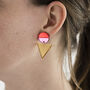 Pink And Red Geometric Triangle Dangle Earrings, thumbnail 2 of 5