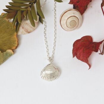 Sterling Silver Clam Shell Necklace, 8 of 10