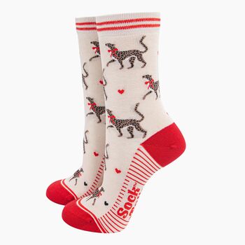 Cheetah Bamboo Socks Women's Christmas Cracker Hanging Tree Decoration, 3 of 5
