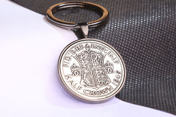 1946 80th Birthday Half Crown Coin Keyring Gift, 4 of 5