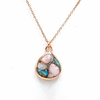 18k Rose Gold Vermeil Plated Opal And Turquoise Chain, 2 of 4