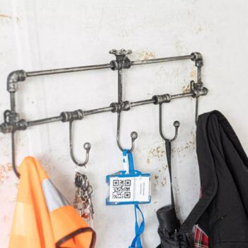 Metal Coat Rack Wall Mounted Pipe Hooks Home Storage, 7 of 11