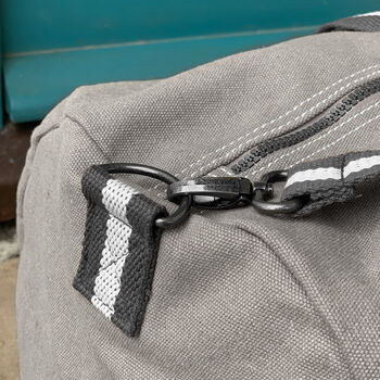Personalised Grey Canvas Holdall With Shoulder Strap, 4 of 5