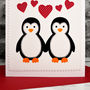 'Penguins' Personalised Handmade Valentines Card, thumbnail 3 of 4
