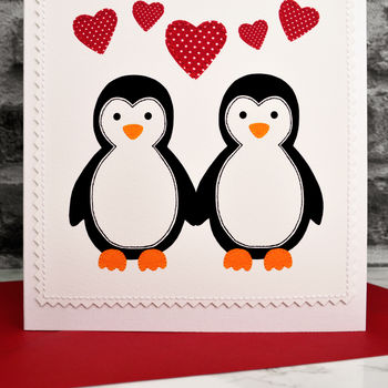 'Penguins' Personalised Handmade Valentines Card, 3 of 4