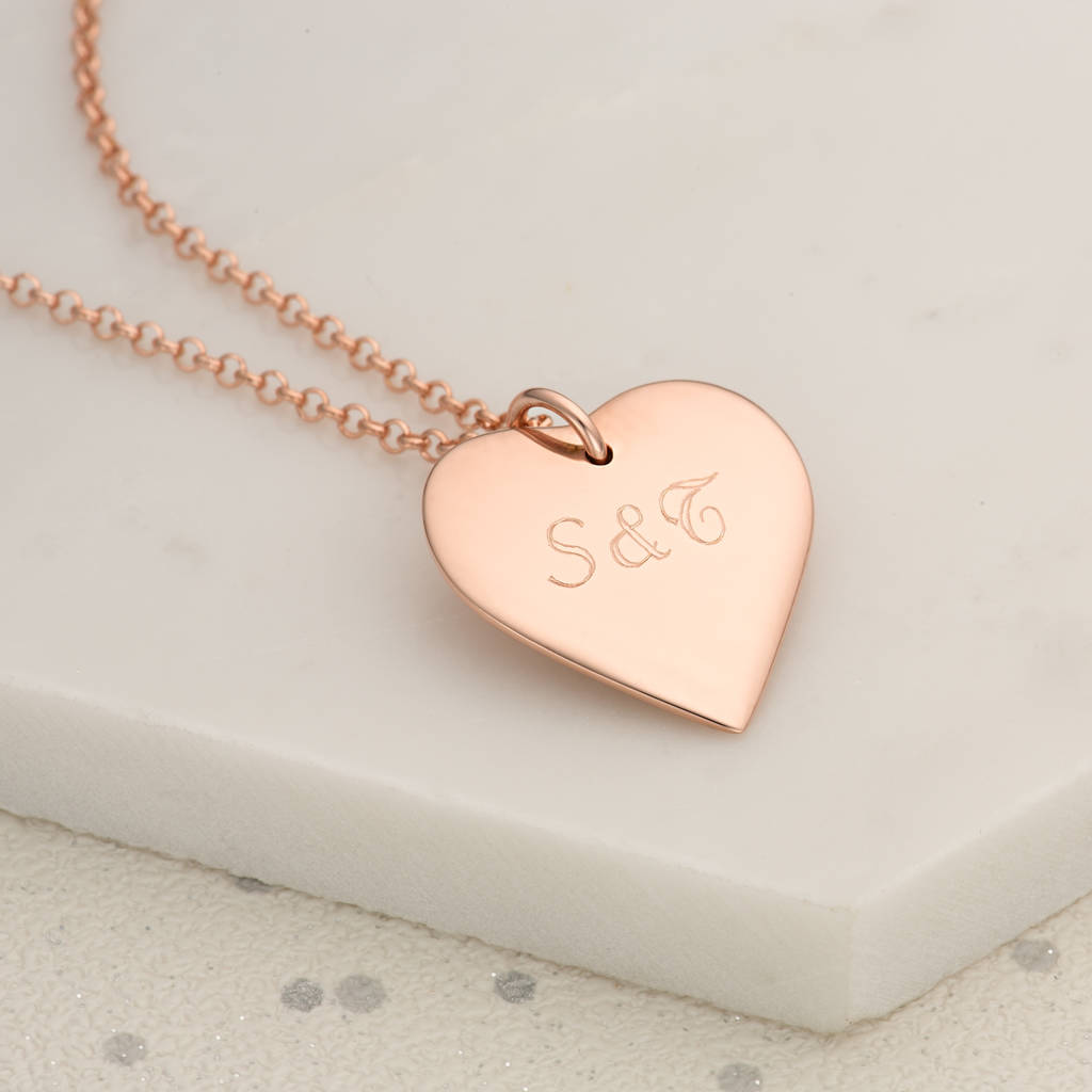 Personalised Rose Gold Or Silver Large Heart Necklace By Lily Charmed ...