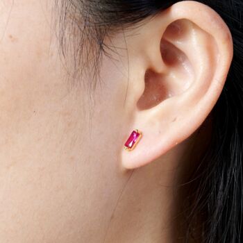 July Ruby Birthstone Stud Earrings, Gold Studs, Minimalistic Earrings, 2 of 7