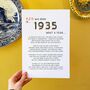 Personalised 90th Birthday Gift Print Poem Of 1935, thumbnail 1 of 5