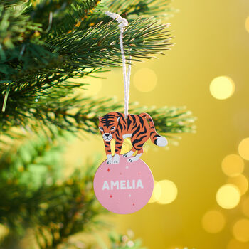 Personalised Children's Tiger Christmas Decoration, 4 of 4